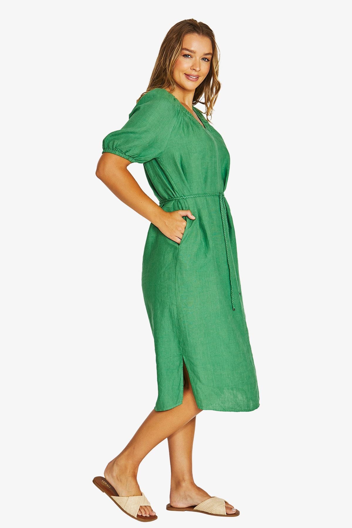 JUMP V Neck Dress LEAF