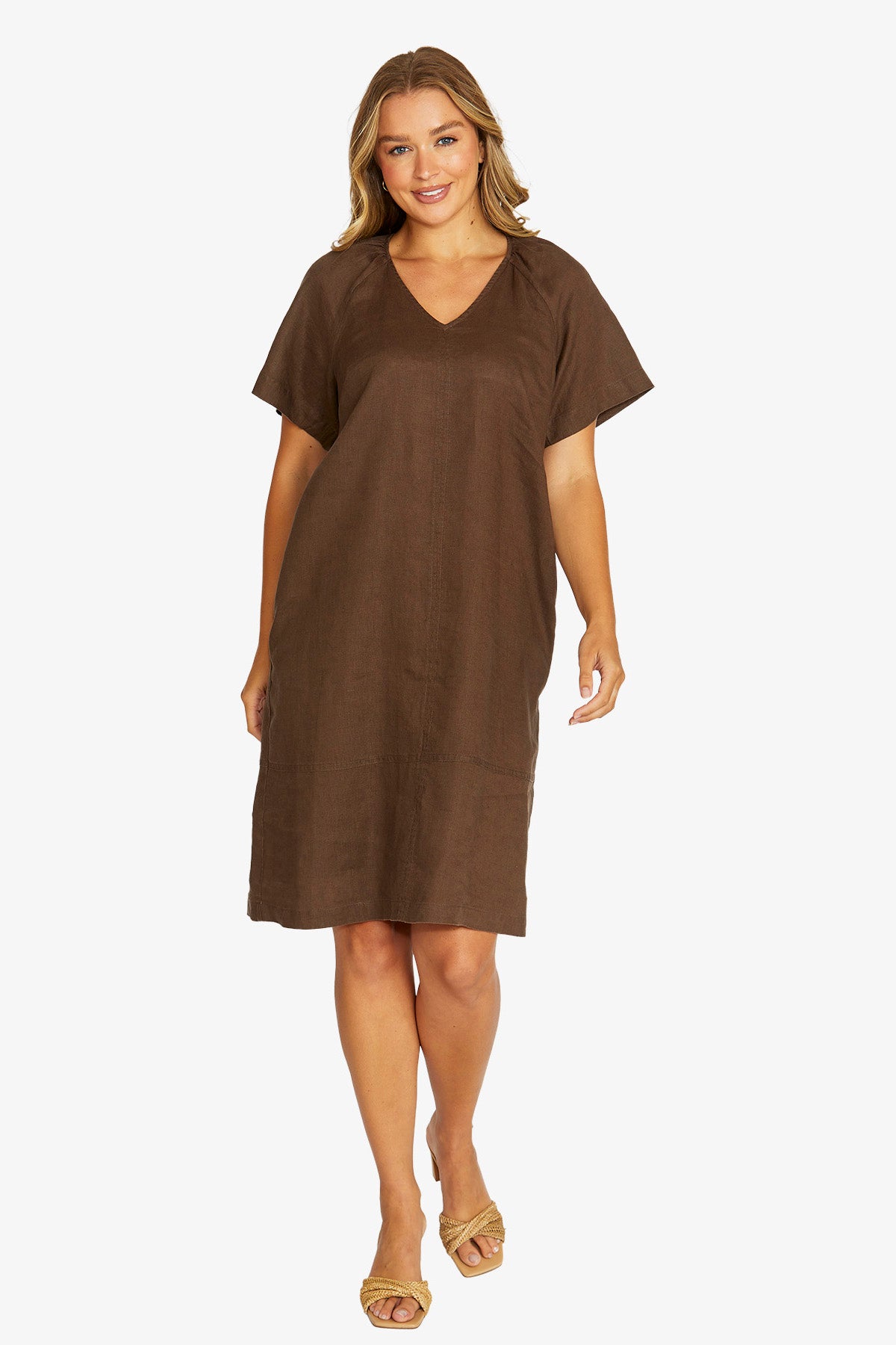 JUMP Flutter Sleeve Dress CHOCOLATE