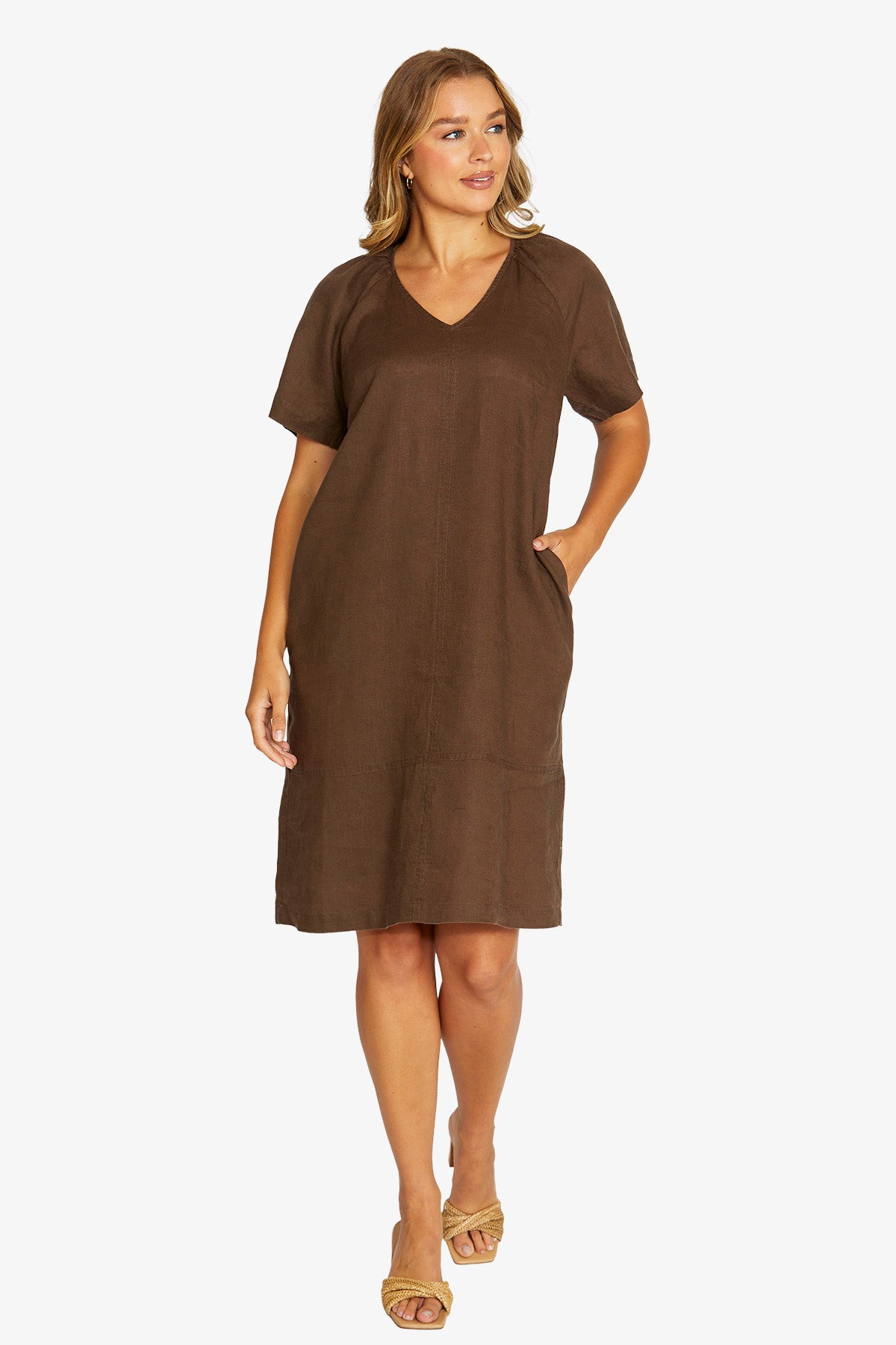 JUMP Flutter Sleeve Dress CHOCOLATE