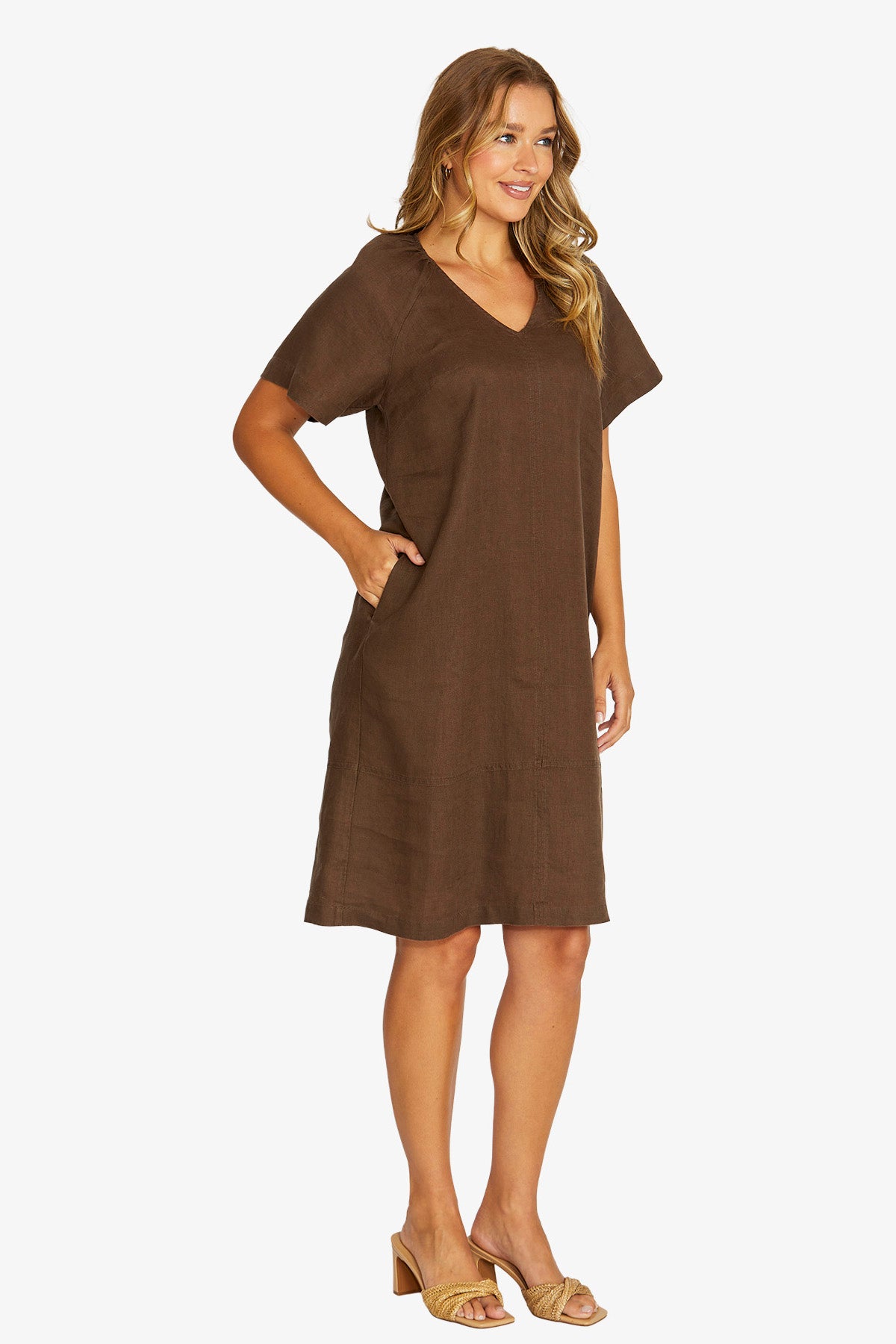 JUMP Flutter Sleeve Dress CHOCOLATE
