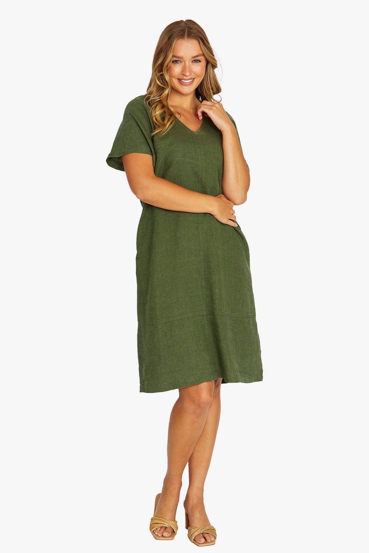 JUMP Flutter Sleeve Dress EVERGREEN