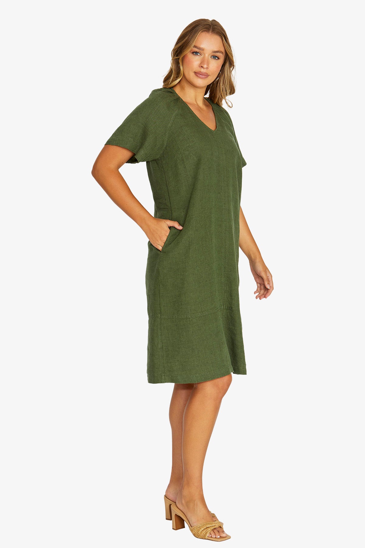 JUMP Flutter Sleeve Dress EVERGREEN