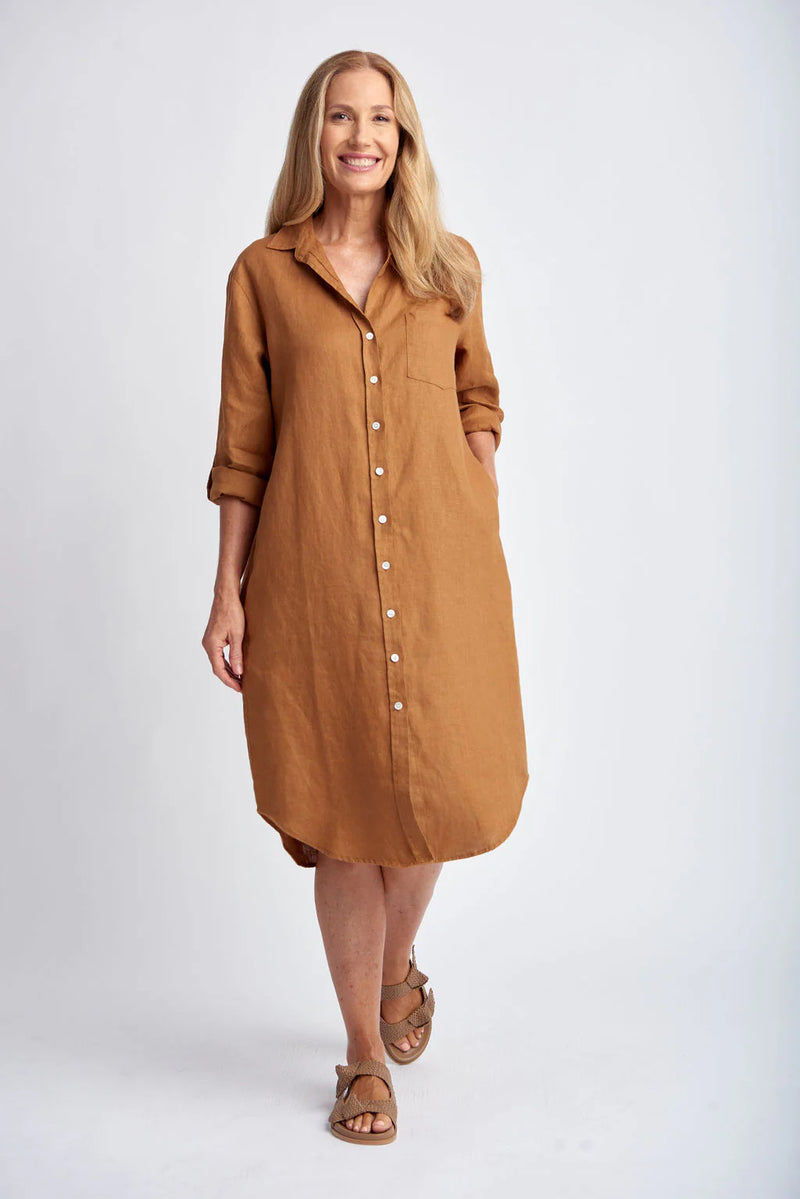 GOONDIWINDI Shirt Maker Linen Dress BRONZE