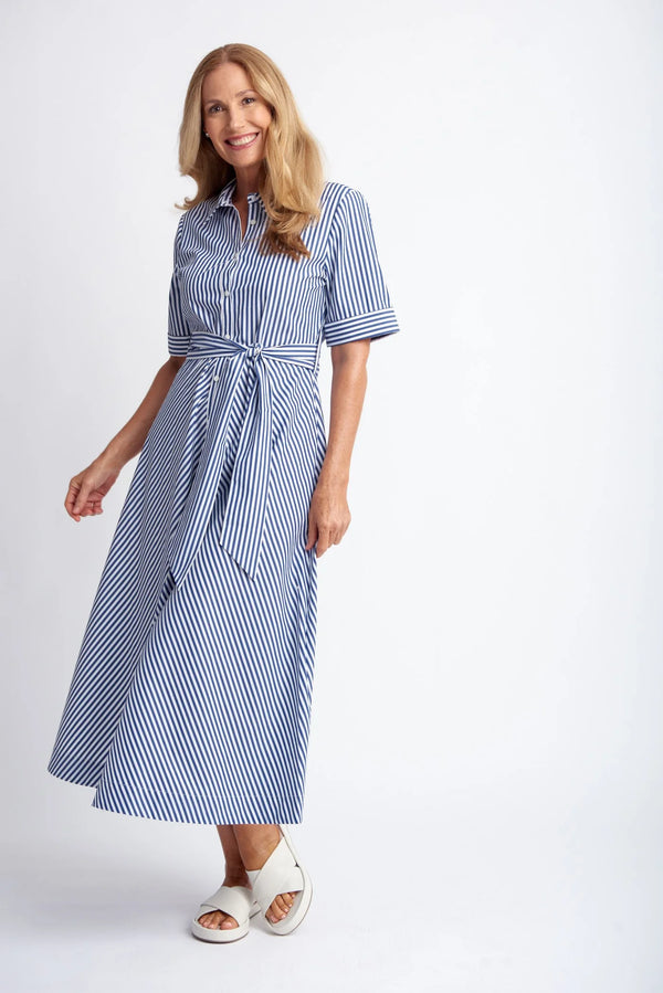 GOONDIWINDI Tie Stripe Dress NAVY/WHITE