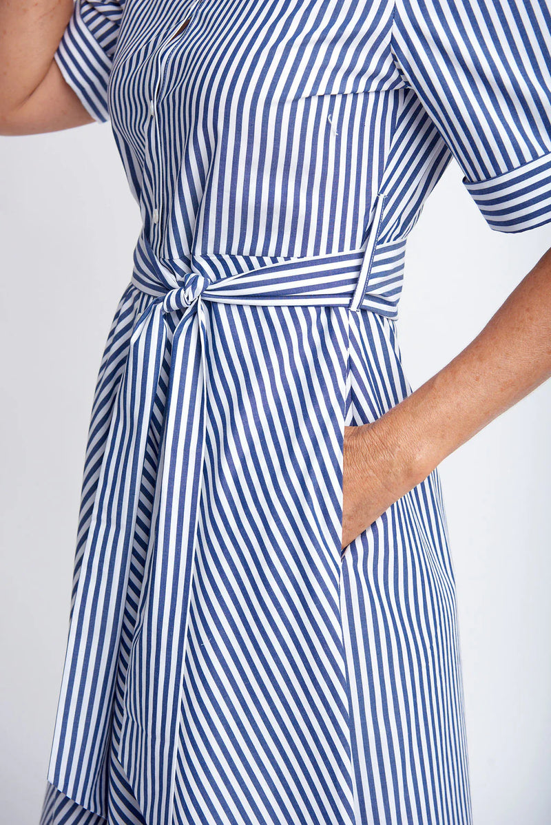 GOONDIWINDI Tie Stripe Dress NAVY/WHITE