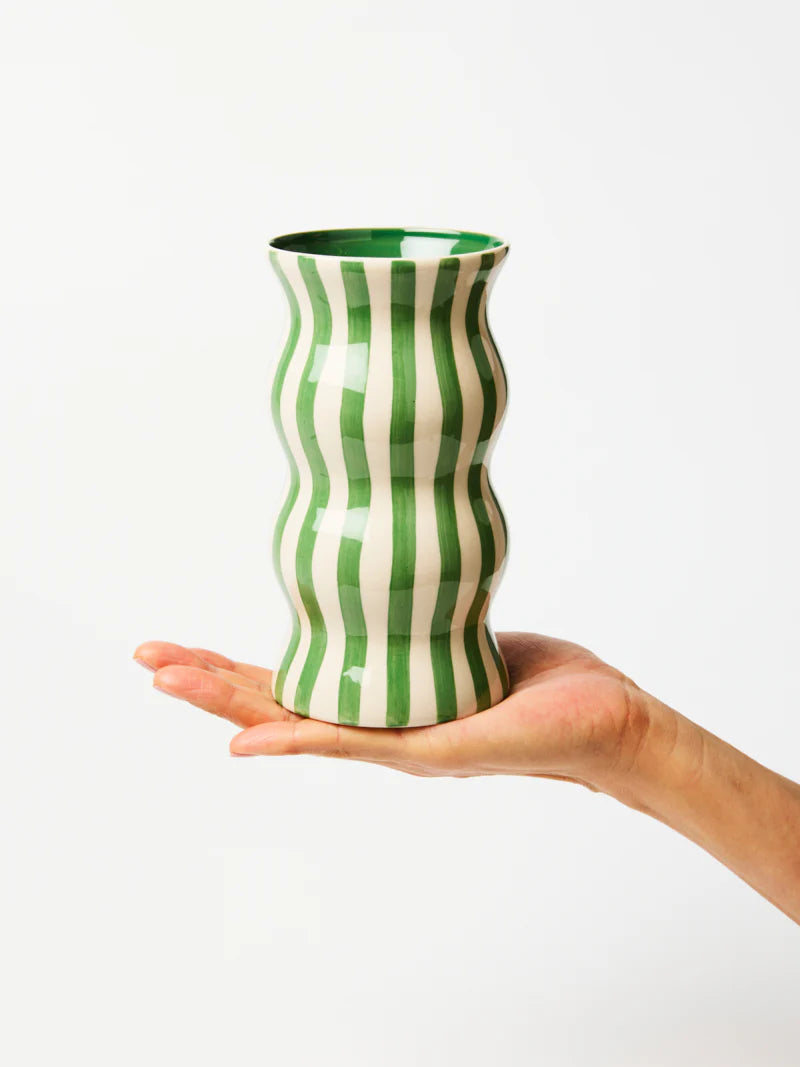 JONES & CO Palma Green Stripe Vase