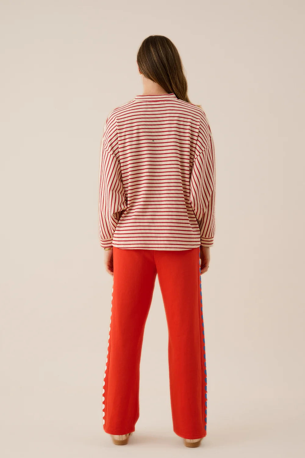 ARAMINTA JAMES Waffle Long Sleeve Top RED ALERT