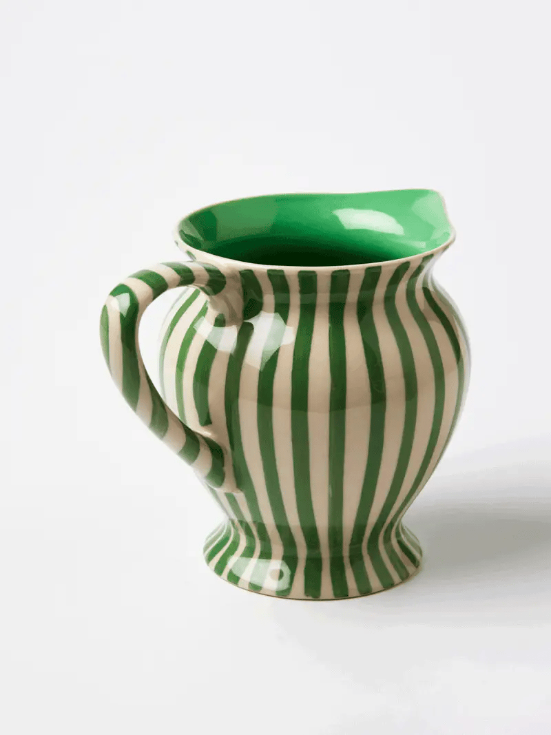 JONES & CO Pitcher GREEN STRIPE