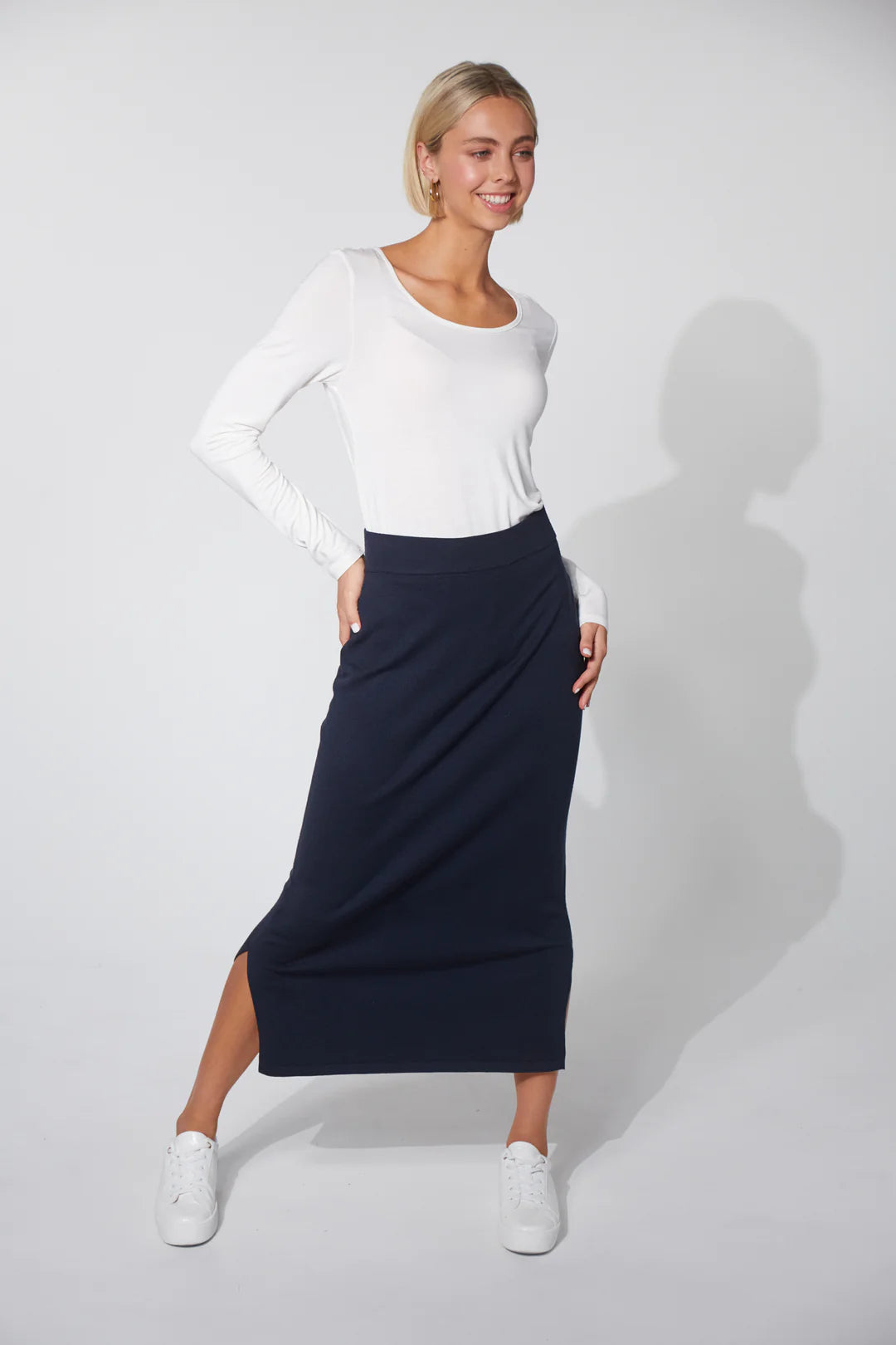 HAVEN Nikolai Knit Skirt MIDNIGHT