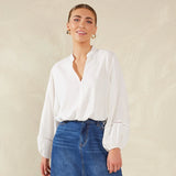 HAVEN Sardinia Tie Blouse BIANCO