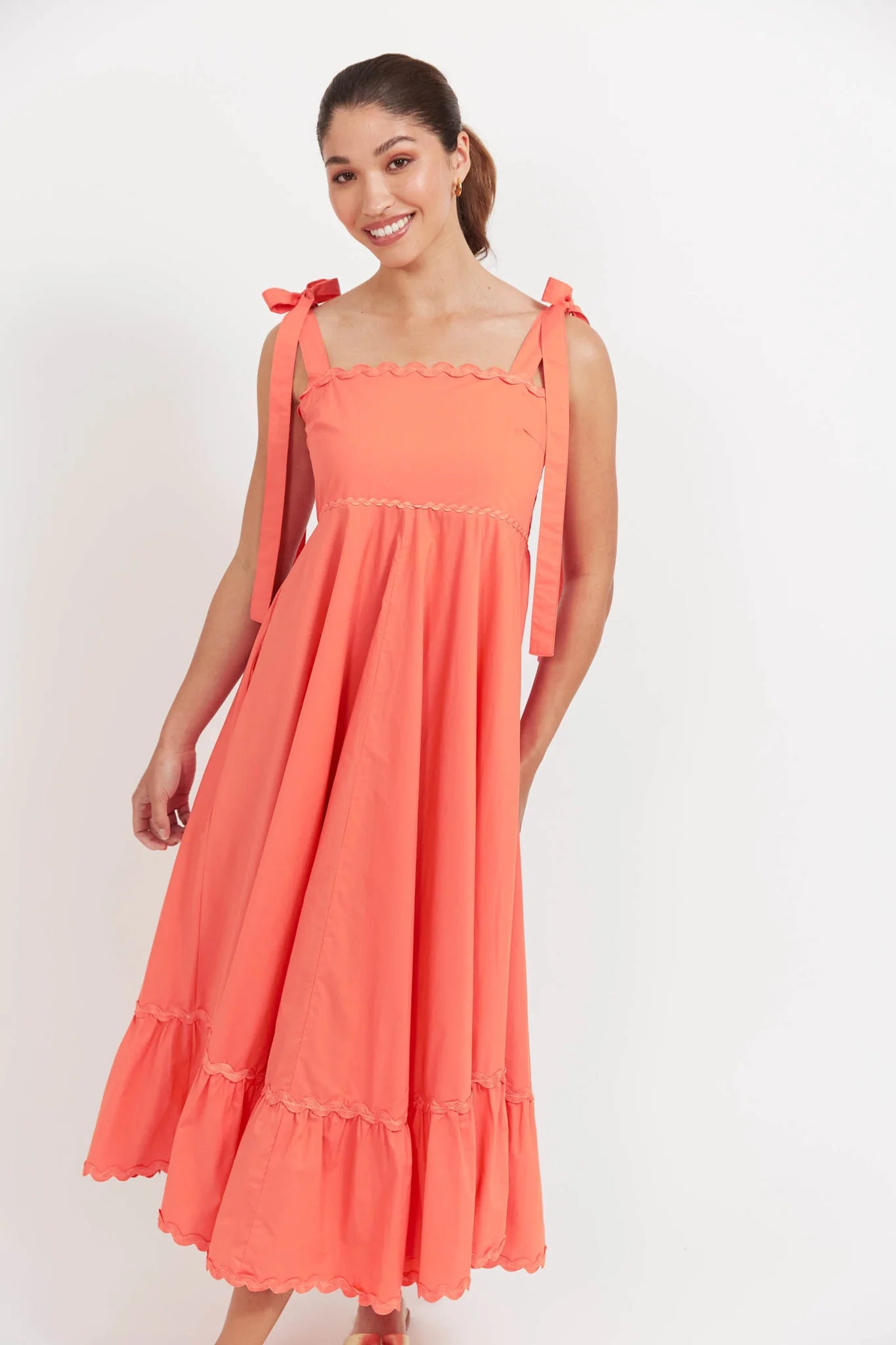 HAVEN Brasilia Tie Maxi Dress CORAL