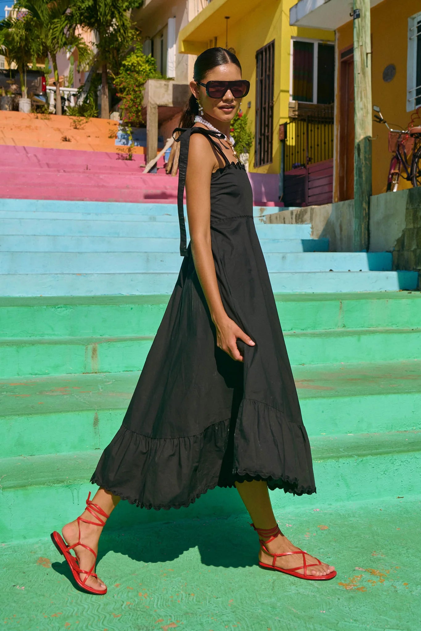 HAVEN Brasilia Tie Maxi Dress BLACK