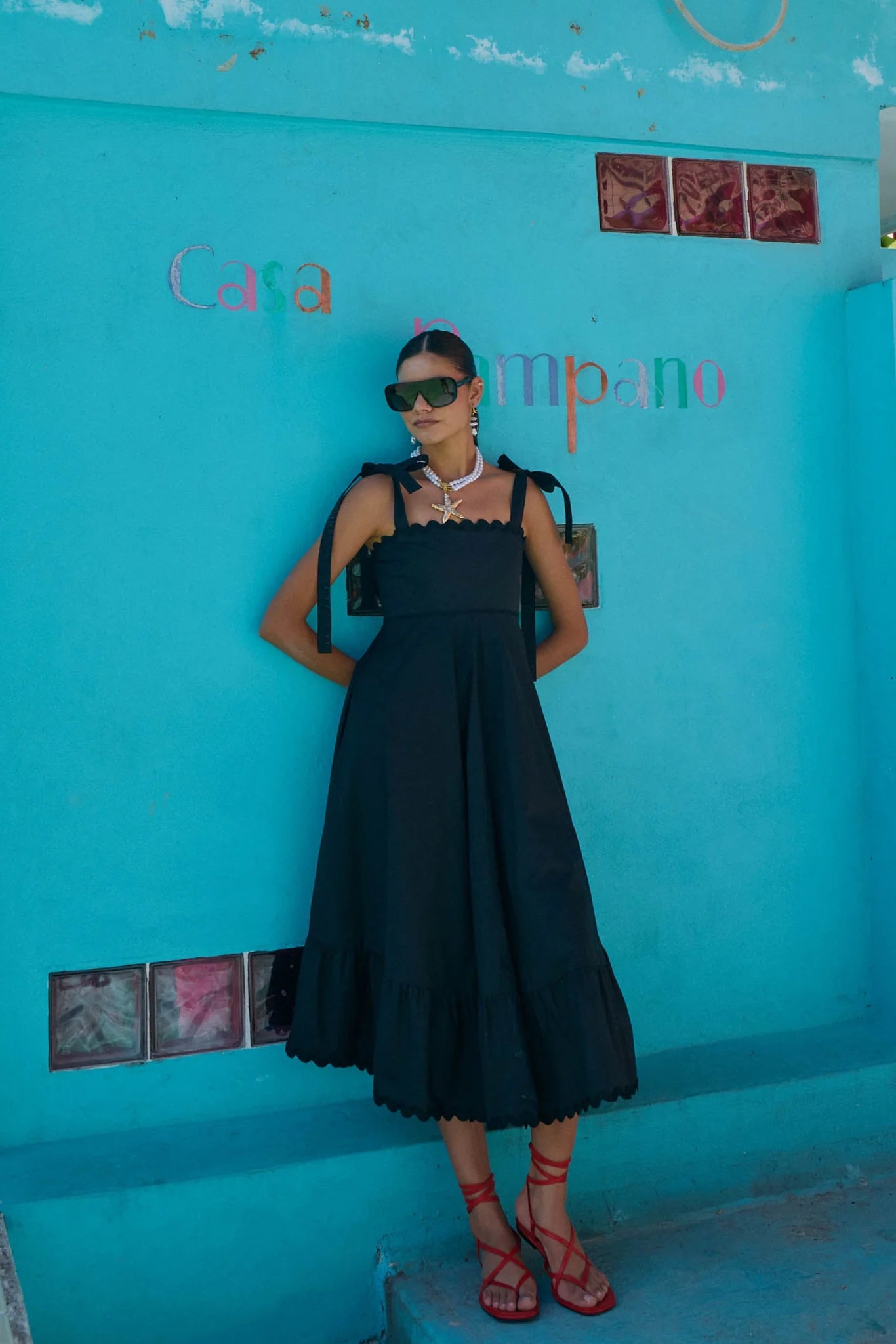 HAVEN Brasilia Tie Maxi Dress BLACK