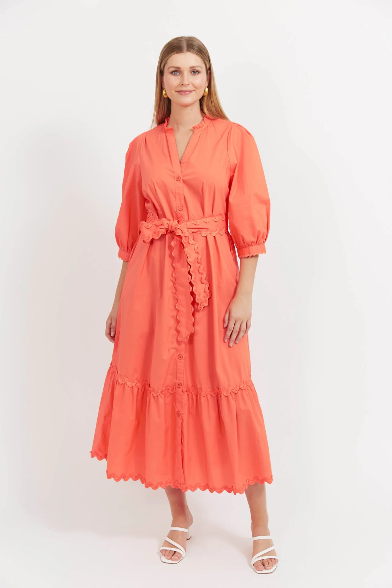 HAVEN Brasilia Button Maxi Dress CORAL