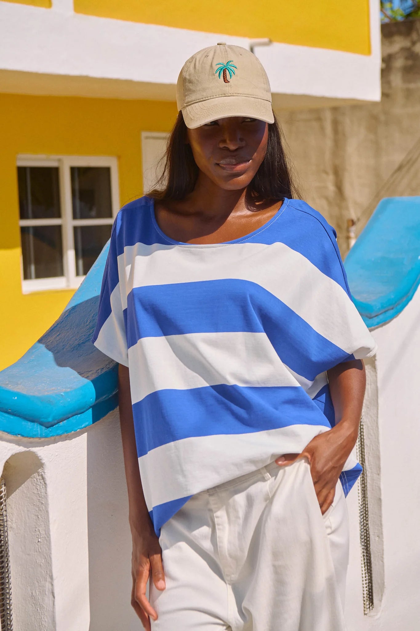 HAVEN Jardin Stripe Tshirt AZUL