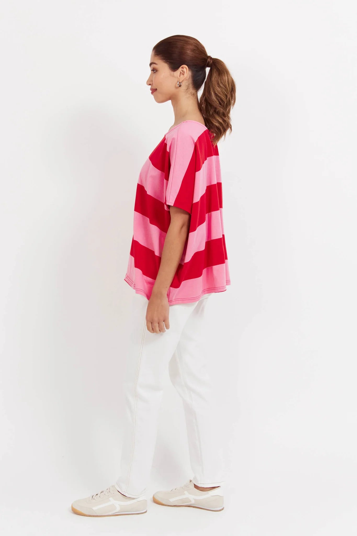 HAVEN Jardin Stripe Tshirt GARNET