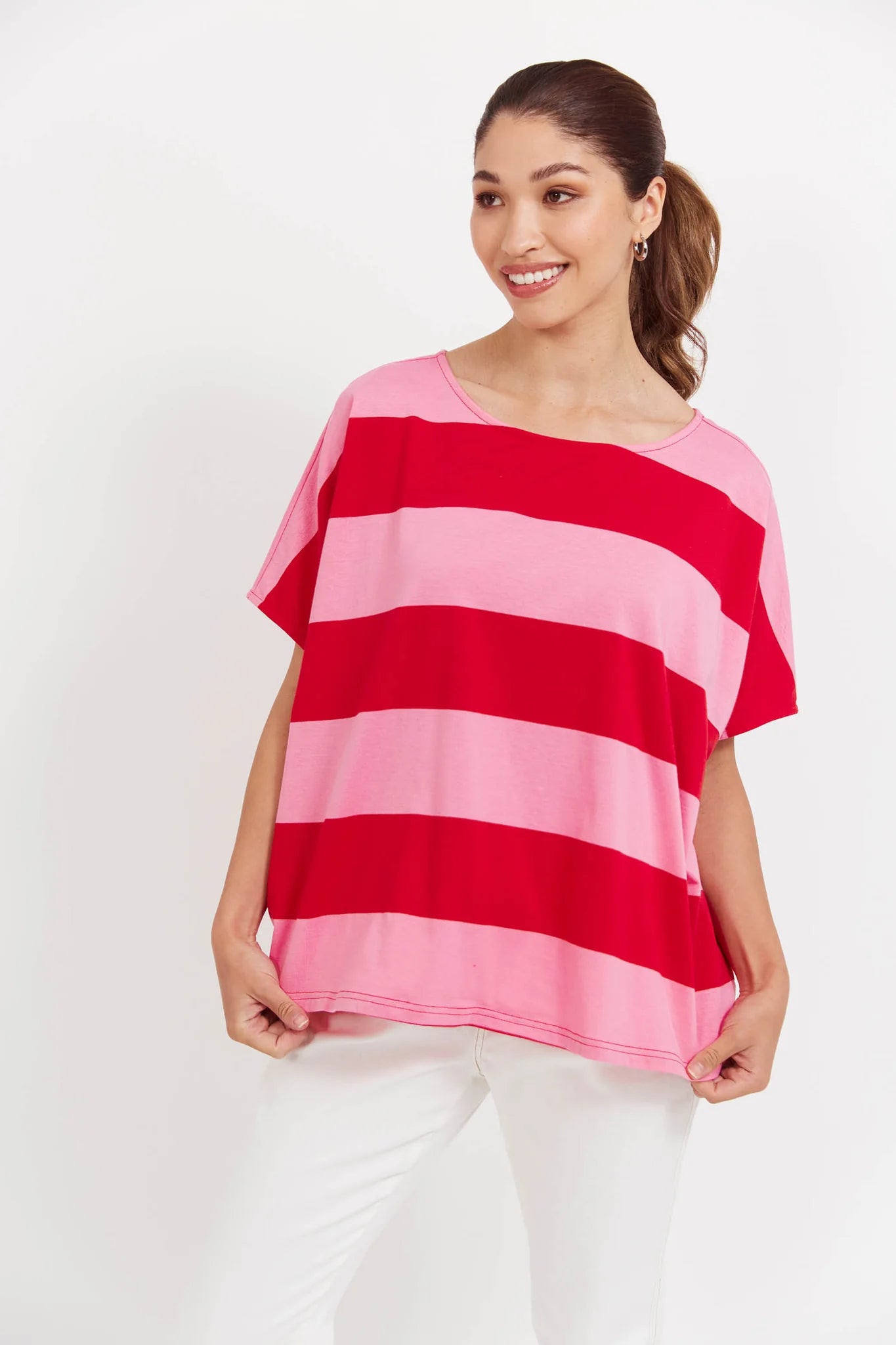 HAVEN Jardin Stripe Tshirt GARNET