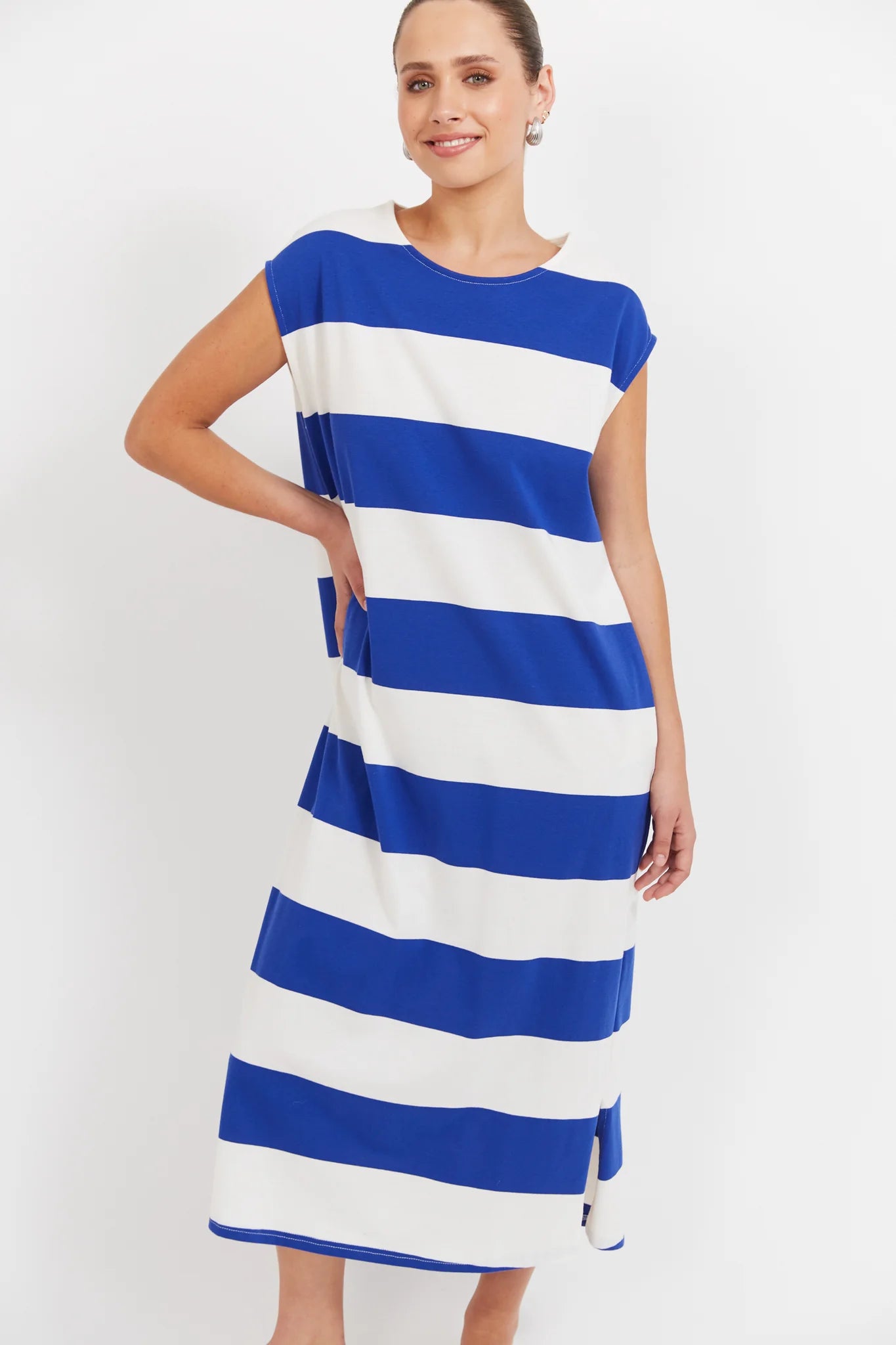 HAVEN Jardin Stripe Tshirt Dress AZUL
