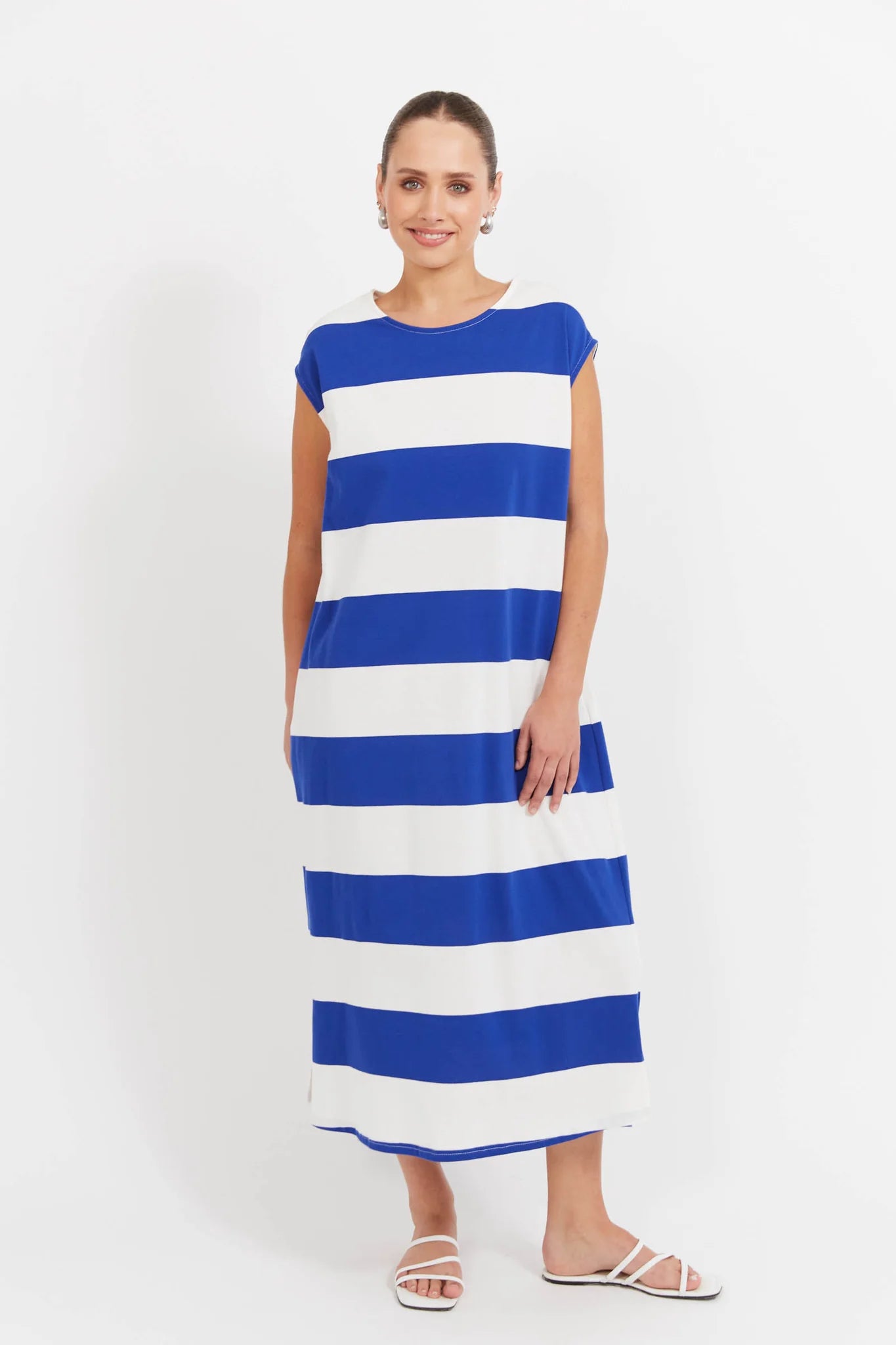 HAVEN Jardin Stripe Tshirt Dress AZUL