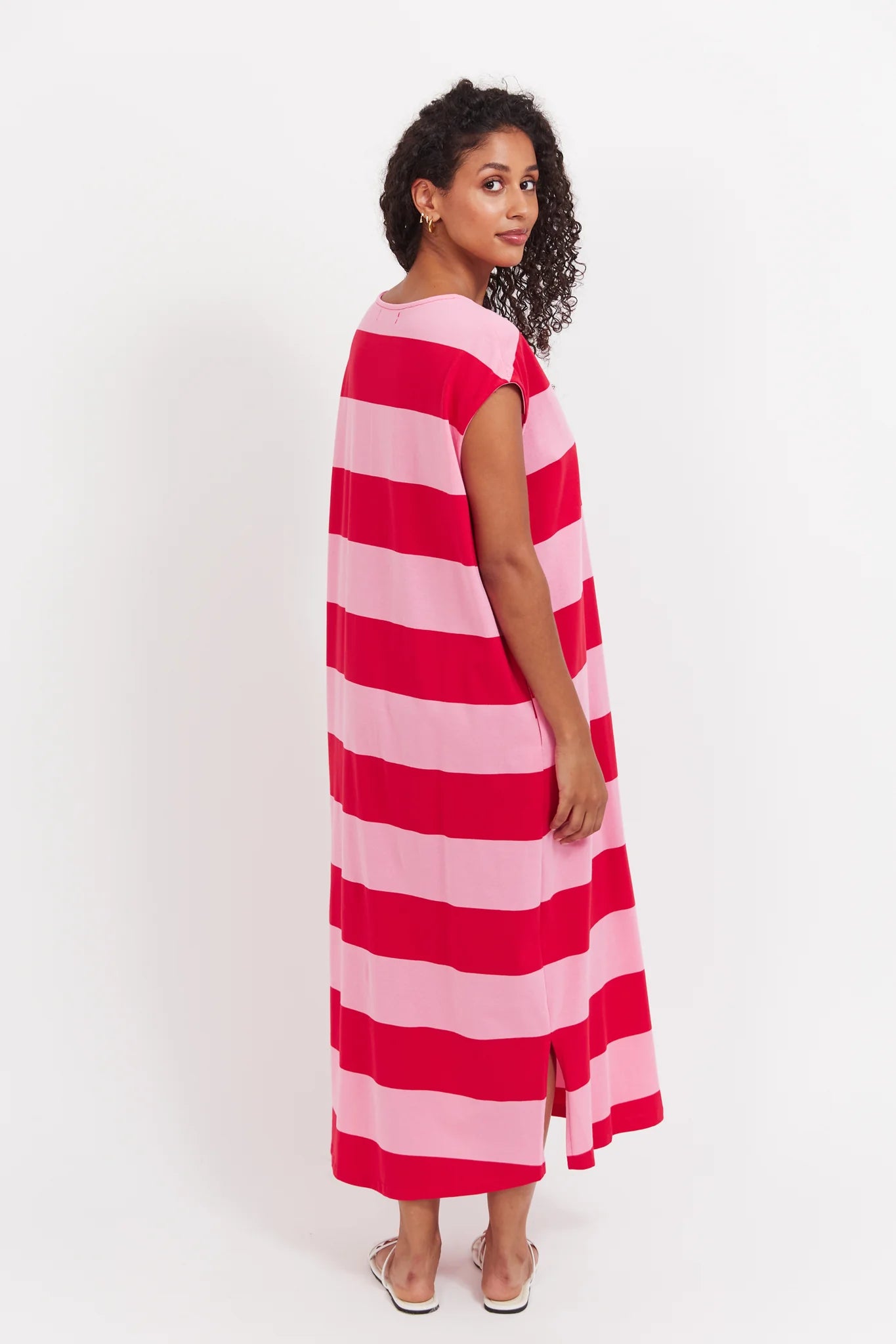 HAVEN Jardin Stripe Tshirt Dress GARNET
