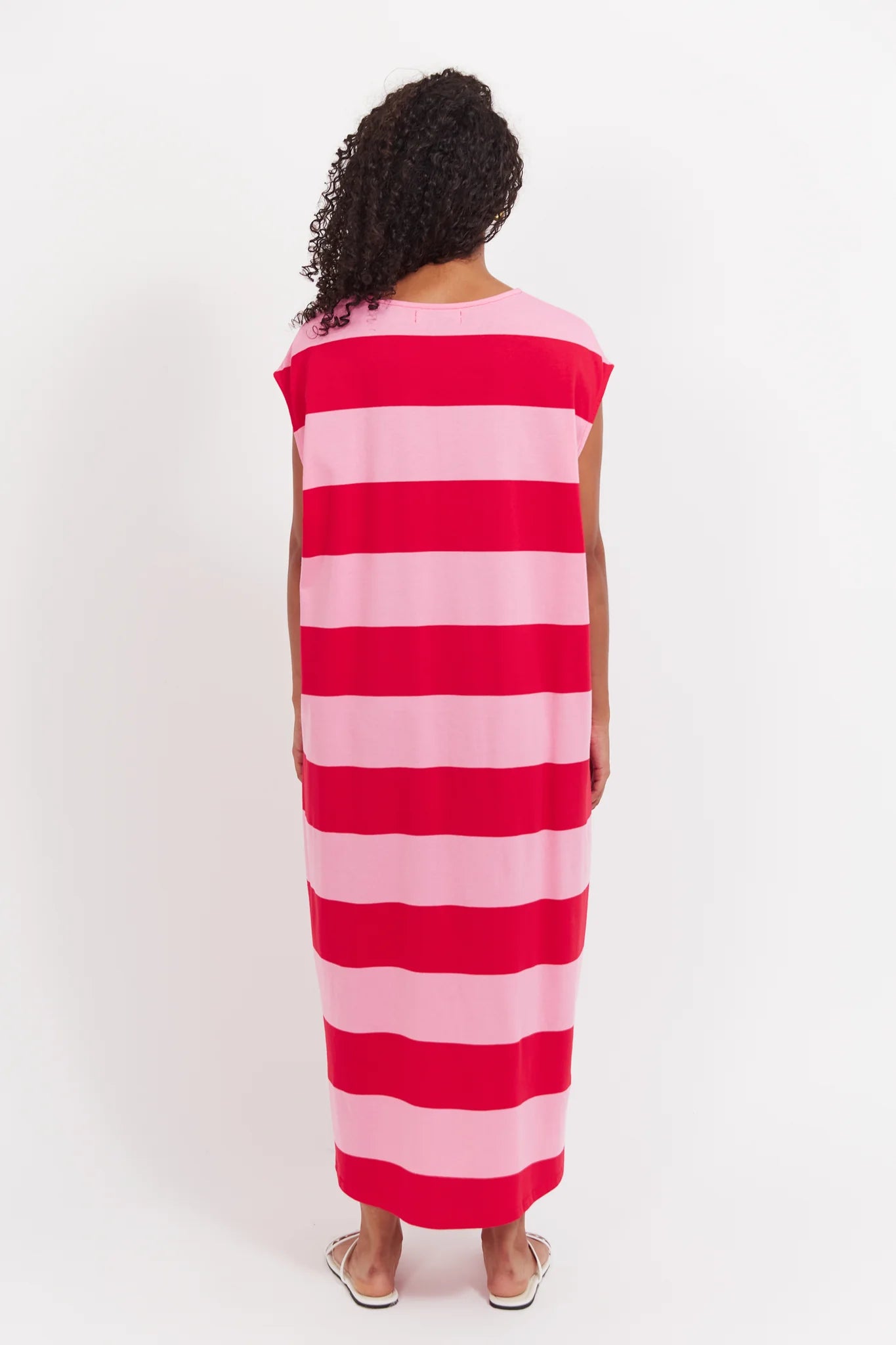 HAVEN Jardin Stripe Tshirt Dress GARNET