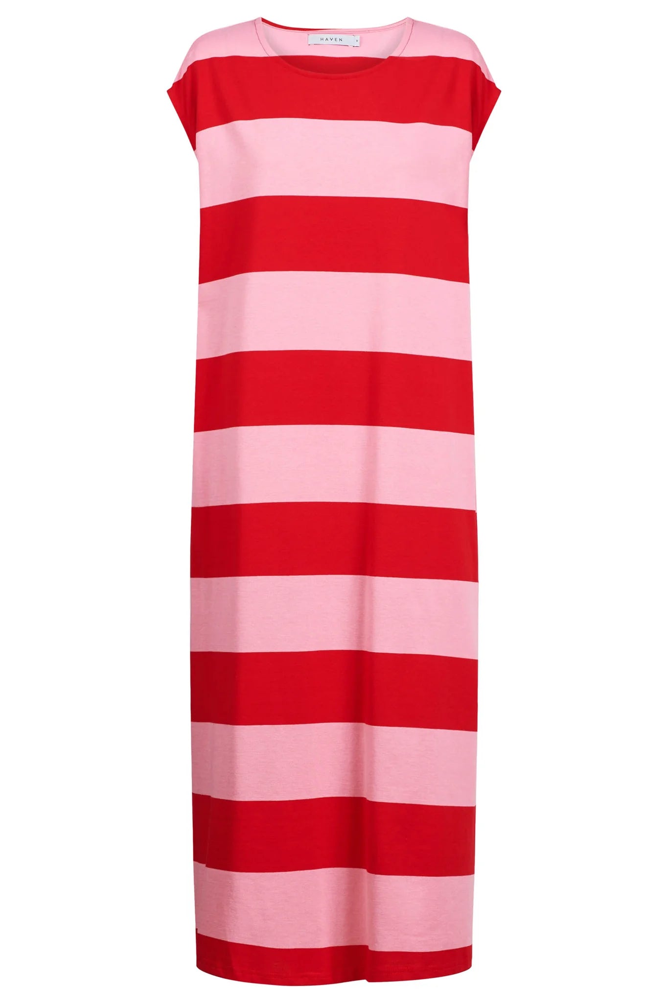 HAVEN Jardin Stripe Tshirt Dress GARNET