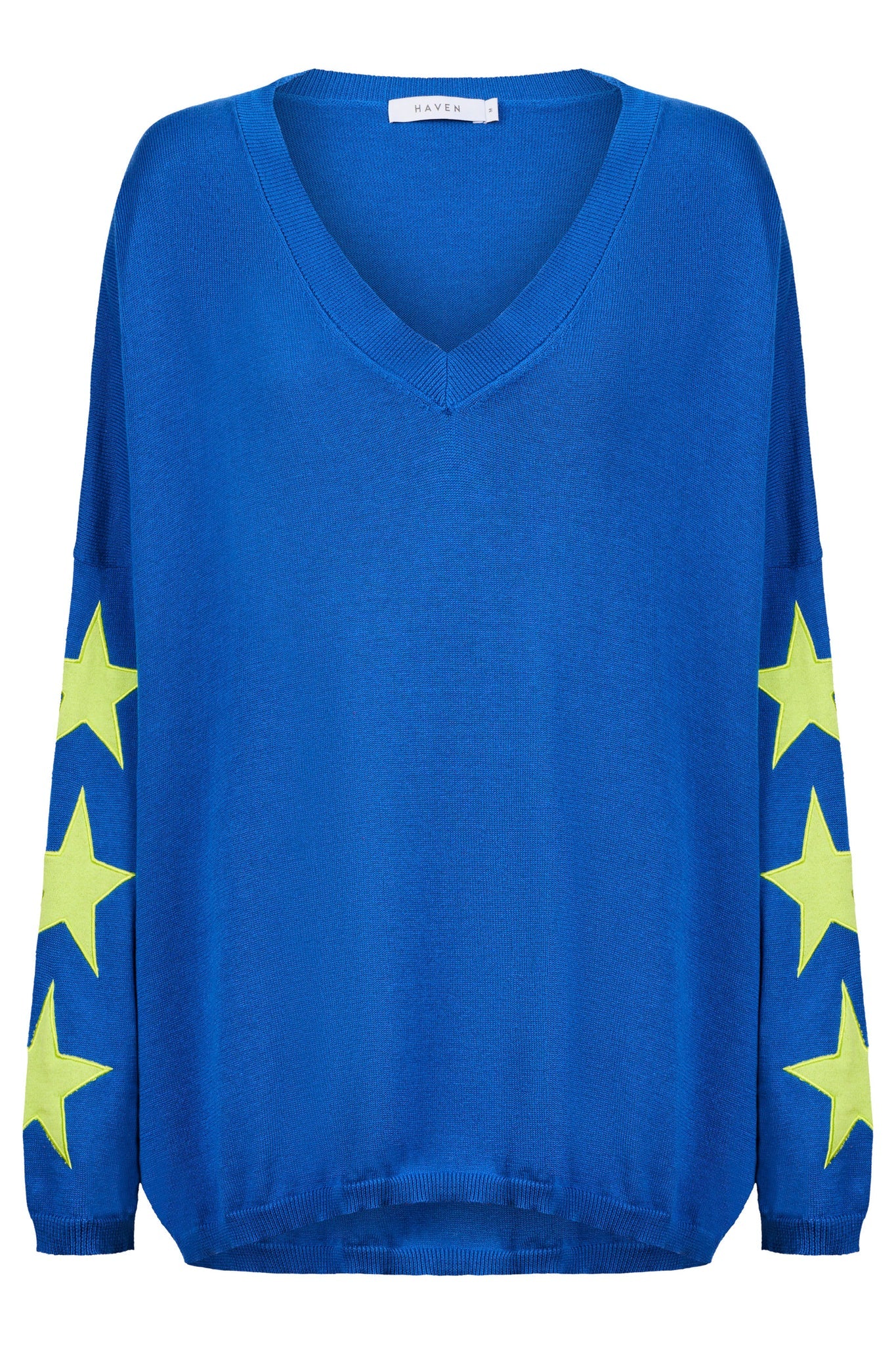 HAVEN Vermont Star V Neck Jumper COBALT