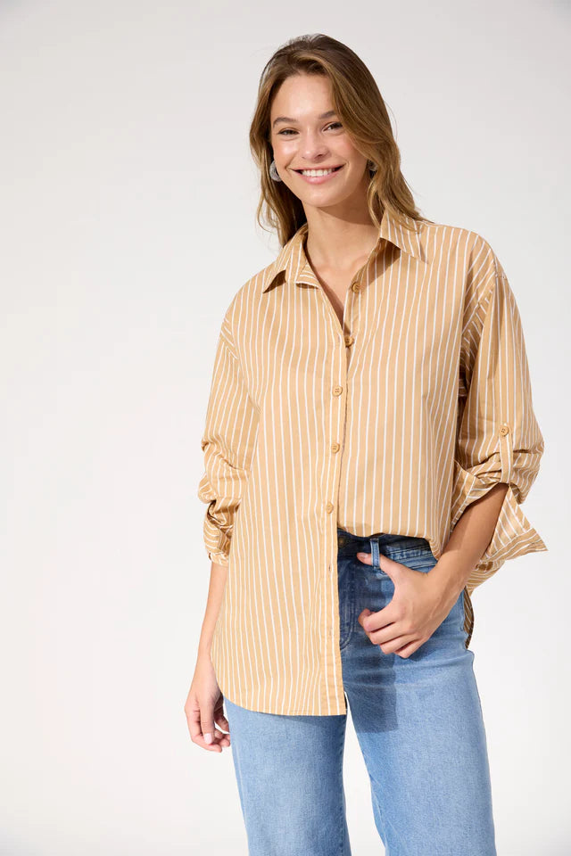 HAVEN Fairbanks Stripe Shirt LATTE