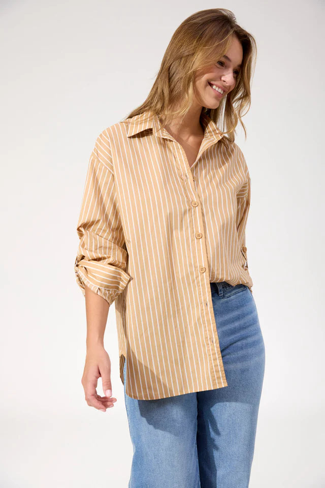 HAVEN Fairbanks Stripe Shirt LATTE