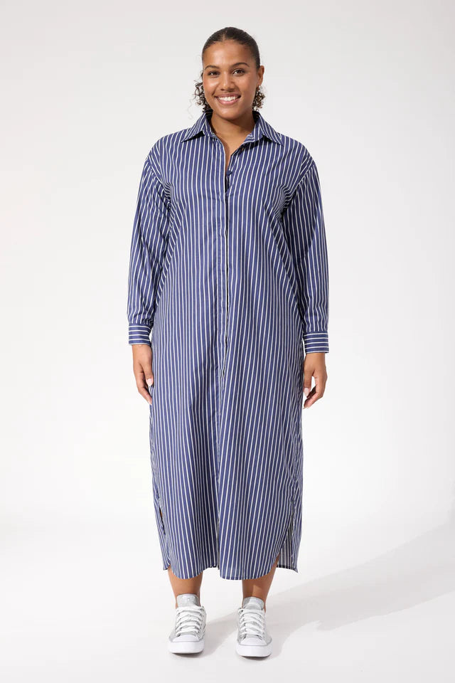 HAVEN Fairbanks Stripe Shirt Dress NAVY