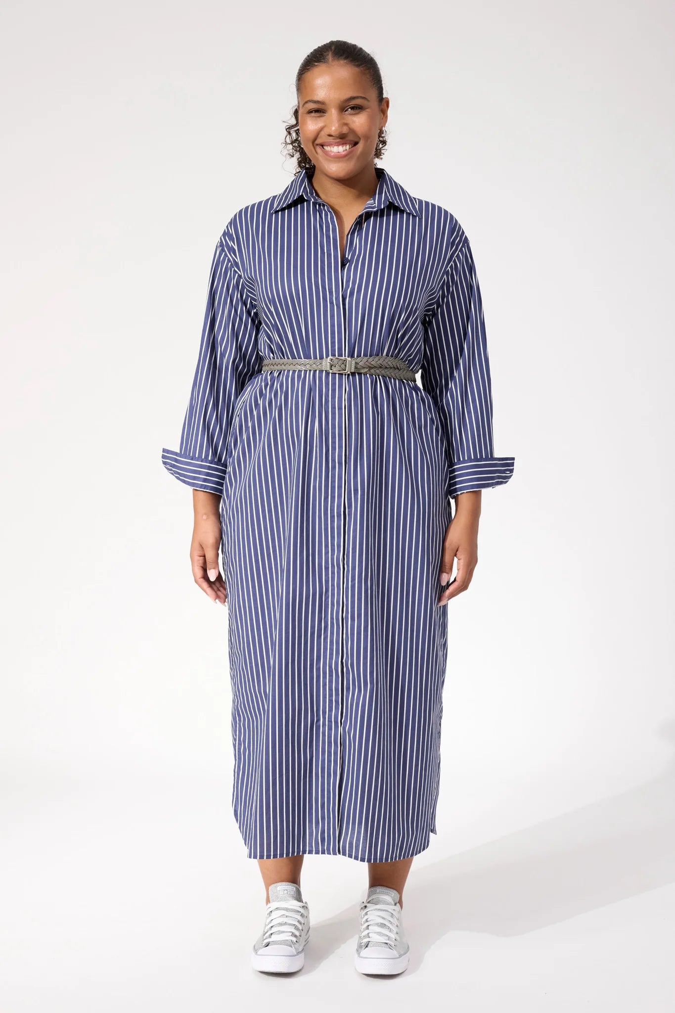 HAVEN Fairbanks Stripe Shirt Dress NAVY