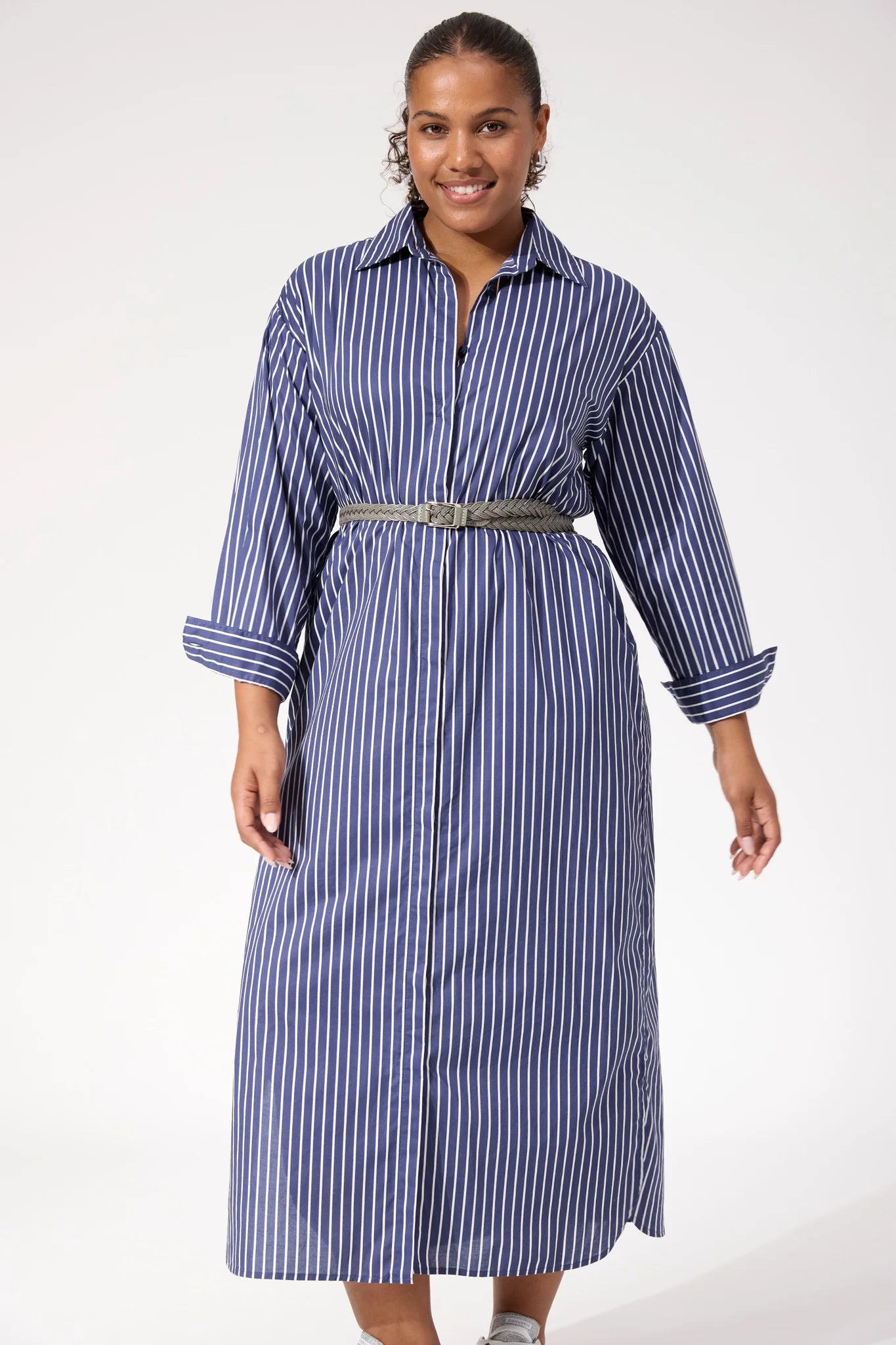 HAVEN Fairbanks Stripe Shirt Dress NAVY