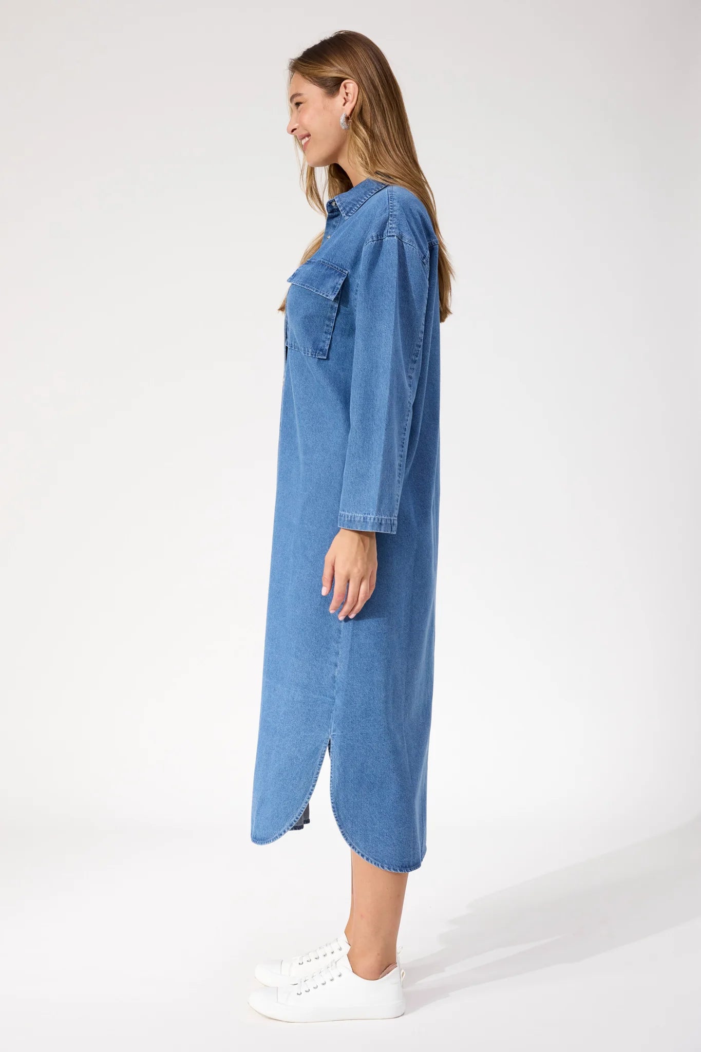 HAVEN Denver Denim Shirt Dress BLUE