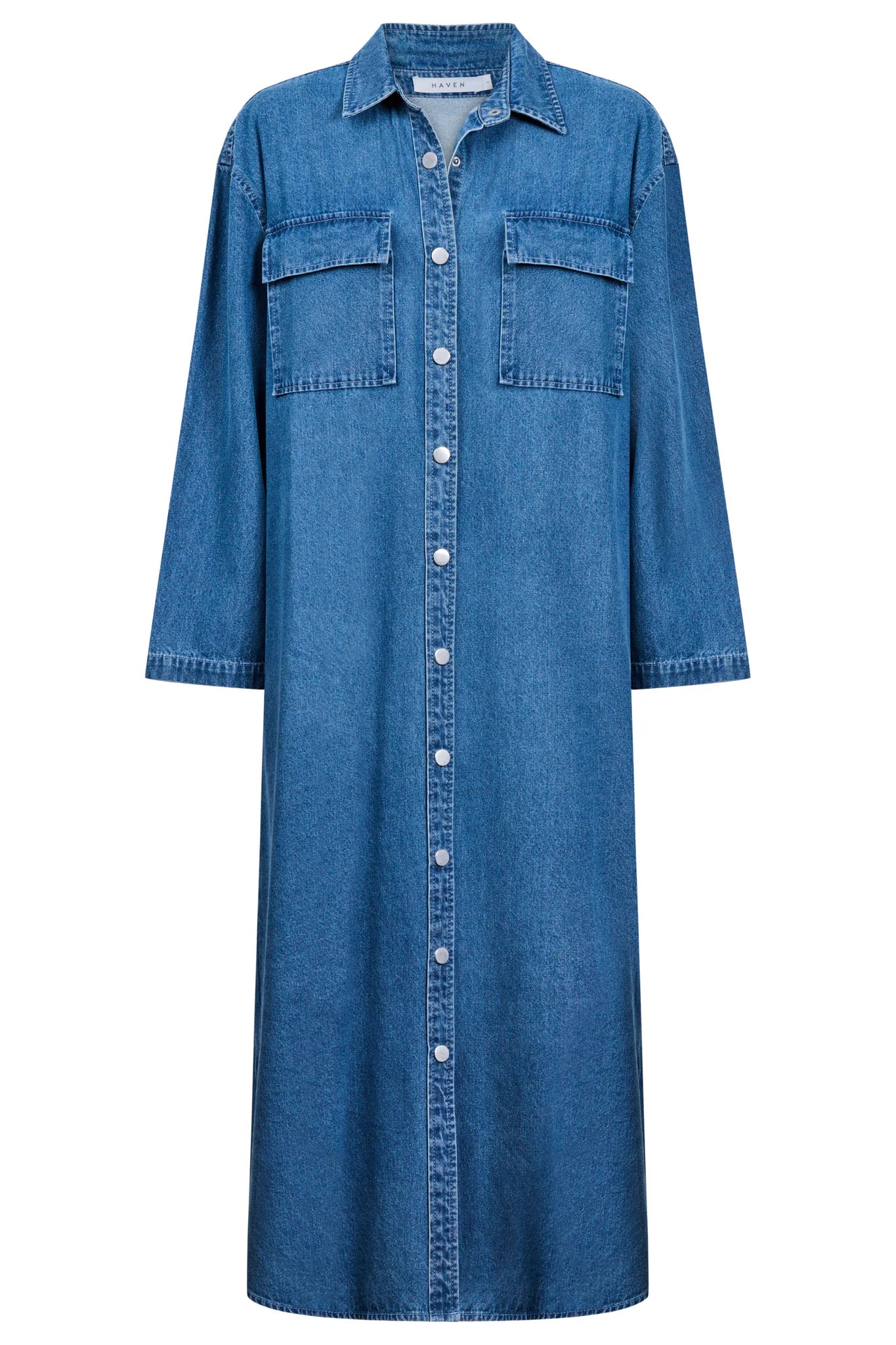 HAVEN Denver Denim Shirt Dress BLUE