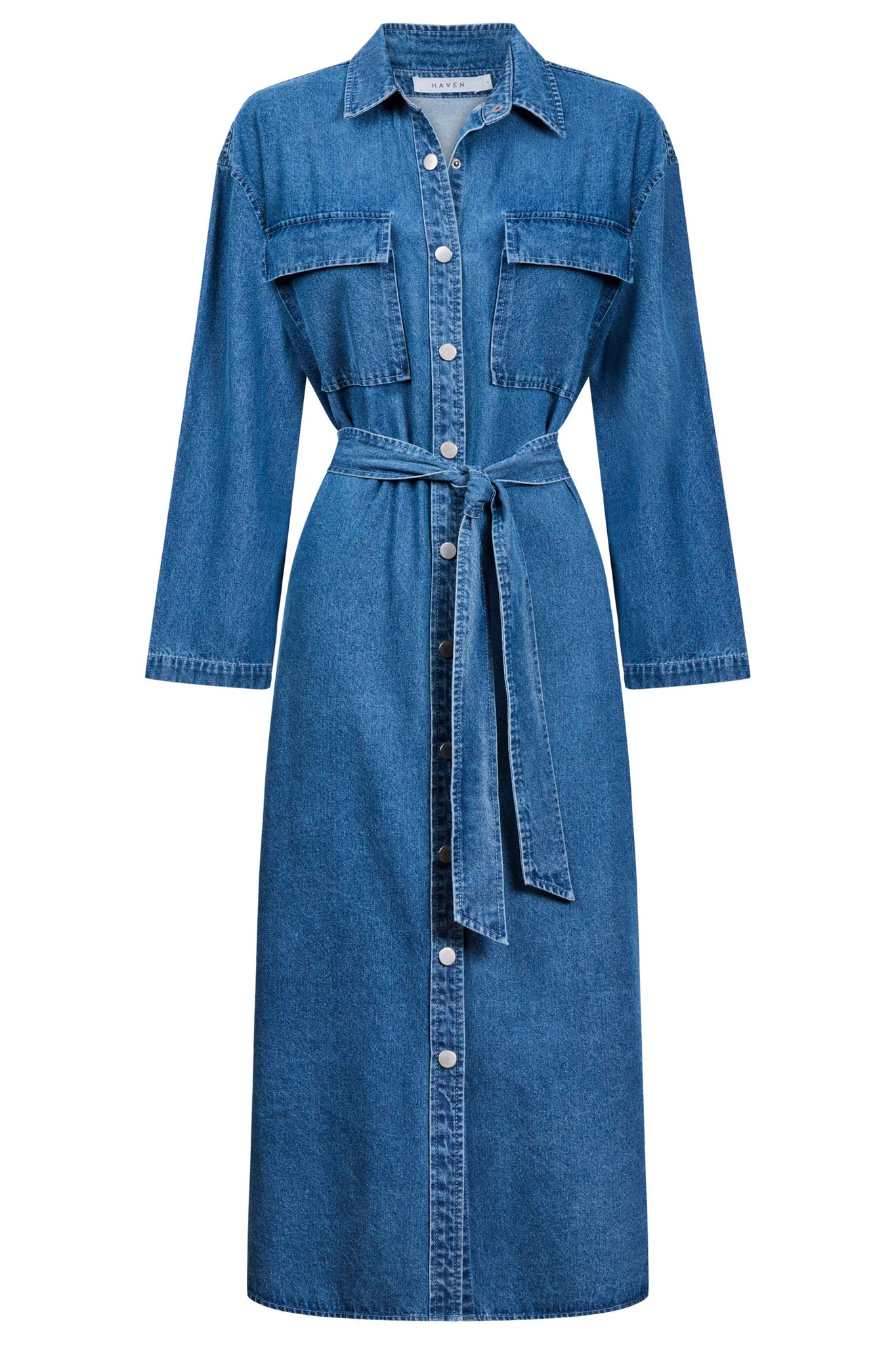HAVEN Denver Denim Shirt Dress BLUE