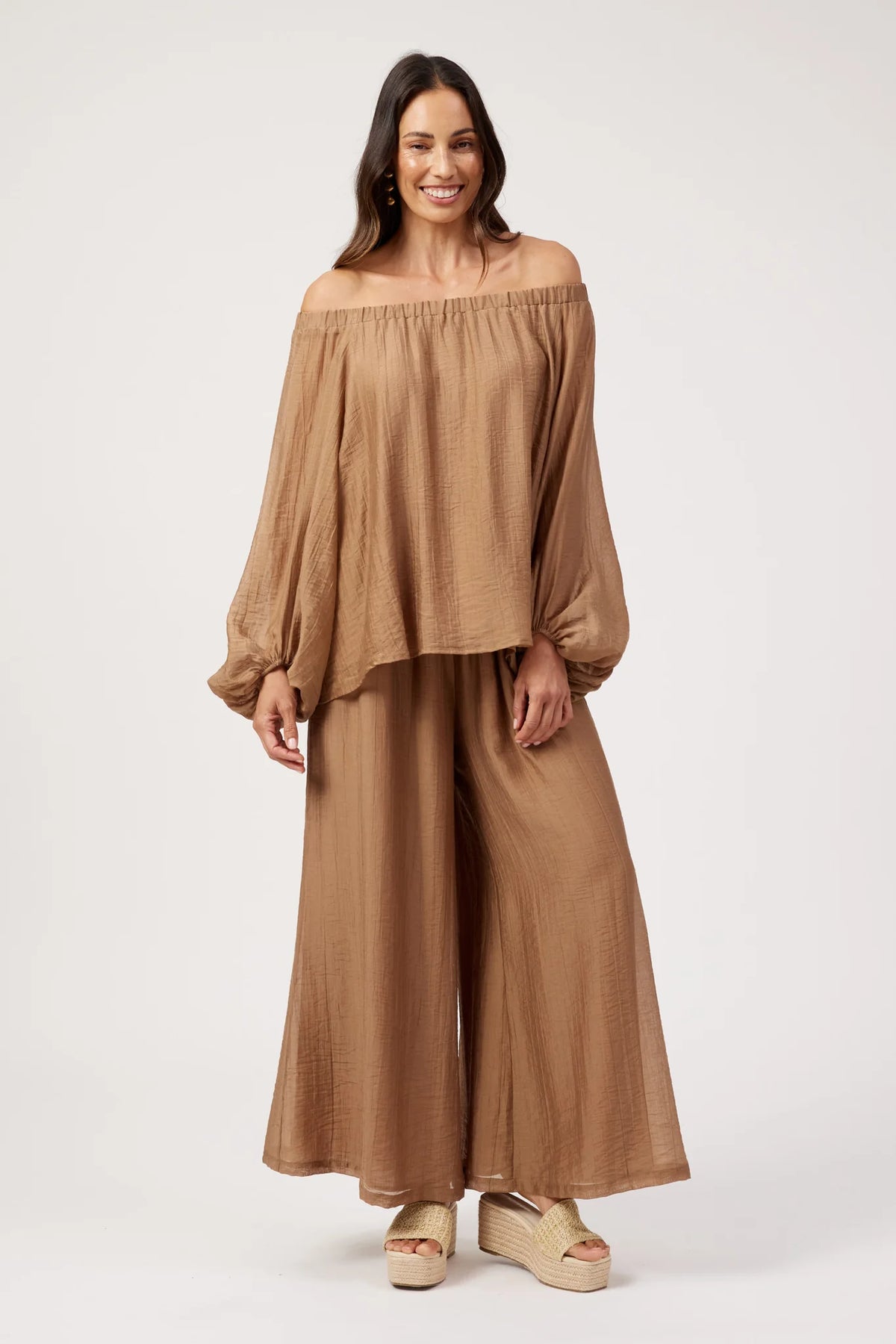 HAVEN Kenya Off Shoulder Top WHEAT