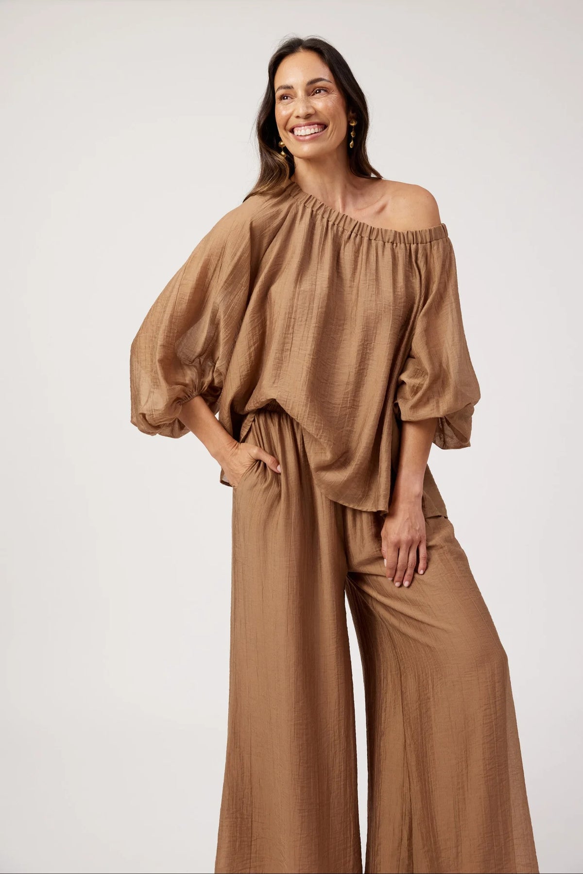 HAVEN Kenya Off Shoulder Top WHEAT