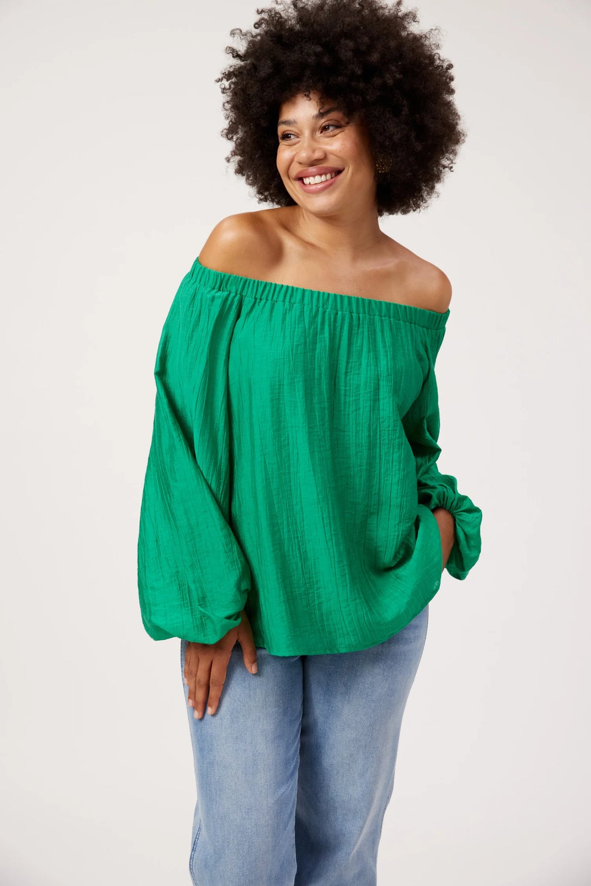 HAVEN Kenya Off Shoulder Top GREEN