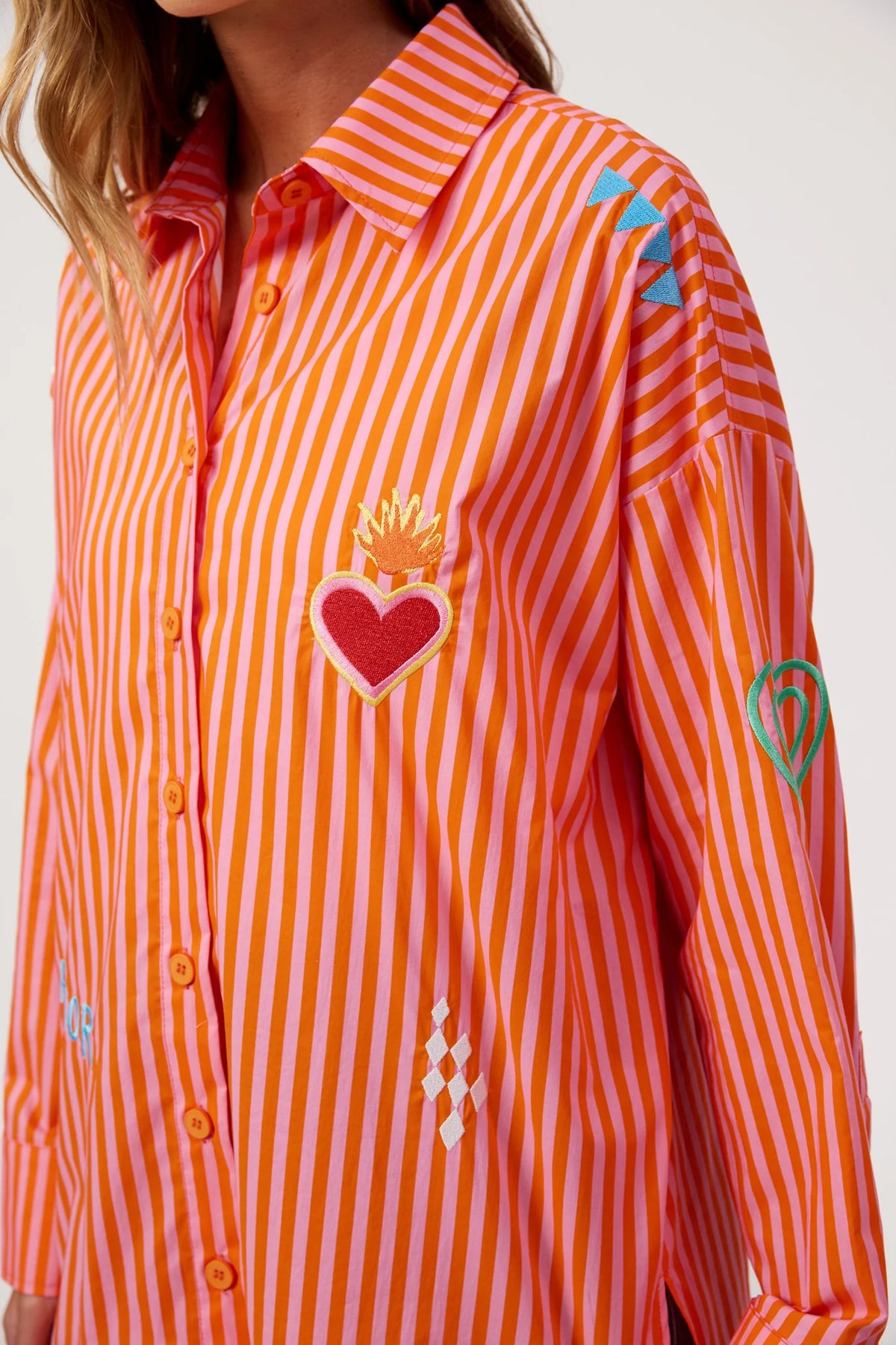 HAVEN Mykonos Embroidered Shirt PINK