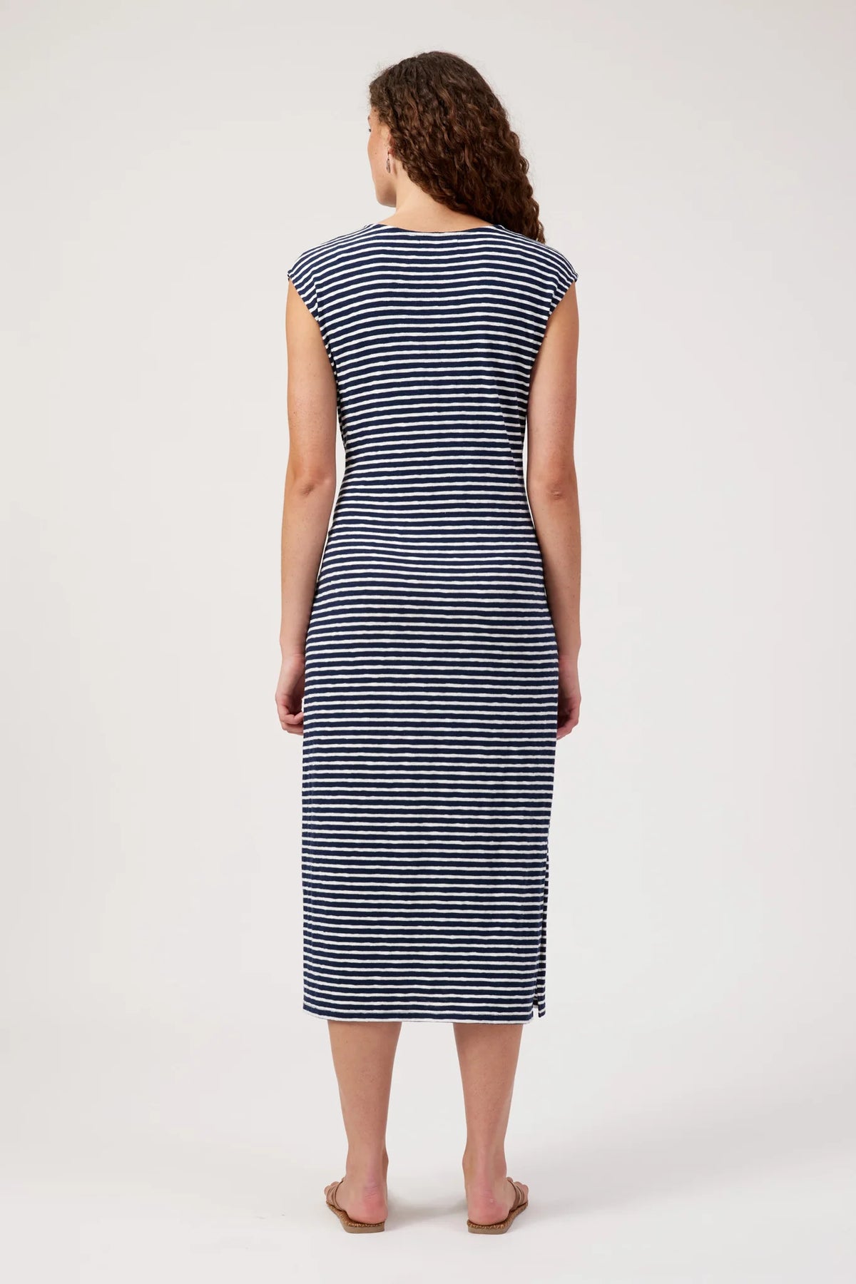 HAVEN Tropea Stripe Tie Dress NAVY