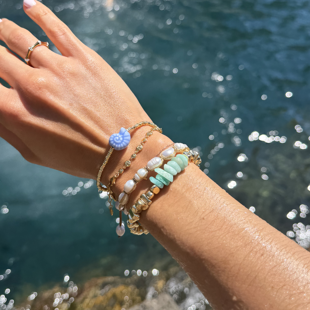 HEI TAI Chunky Luxe Gold Bracelet SEA STONES
