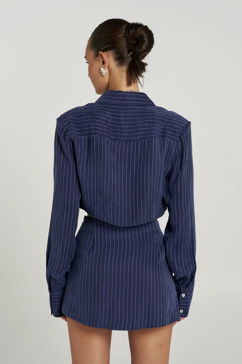 SUMMI SUMMI Asym Skort NAVY PINSTRIPE