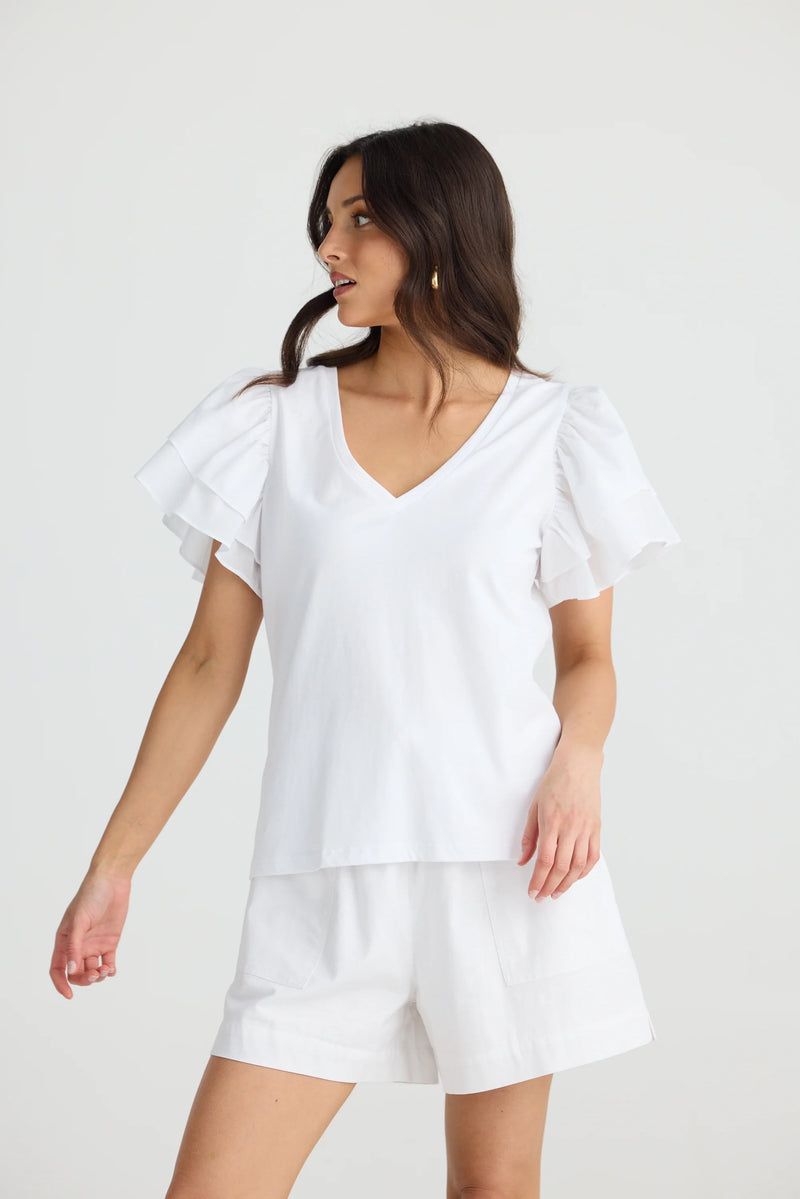 BRAVE & TRUE Gigi V-Neck Tee WHITE