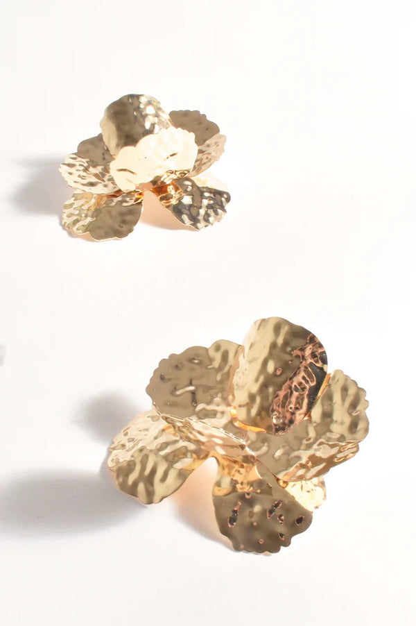 Statement Event Floral Earrings GOLD