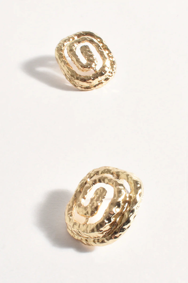 AD Spiral Textured Earrings GOLD