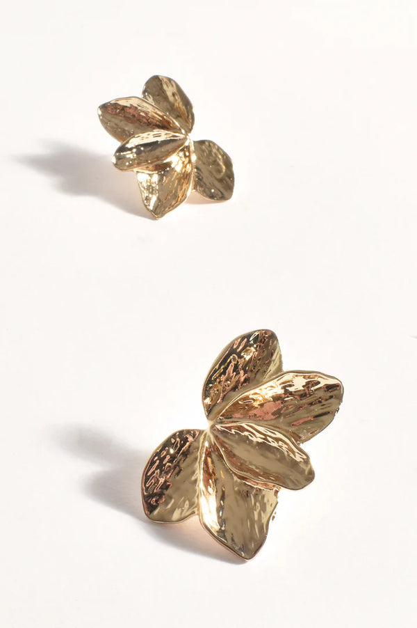 Textured Floral Stud Earrings GOLD