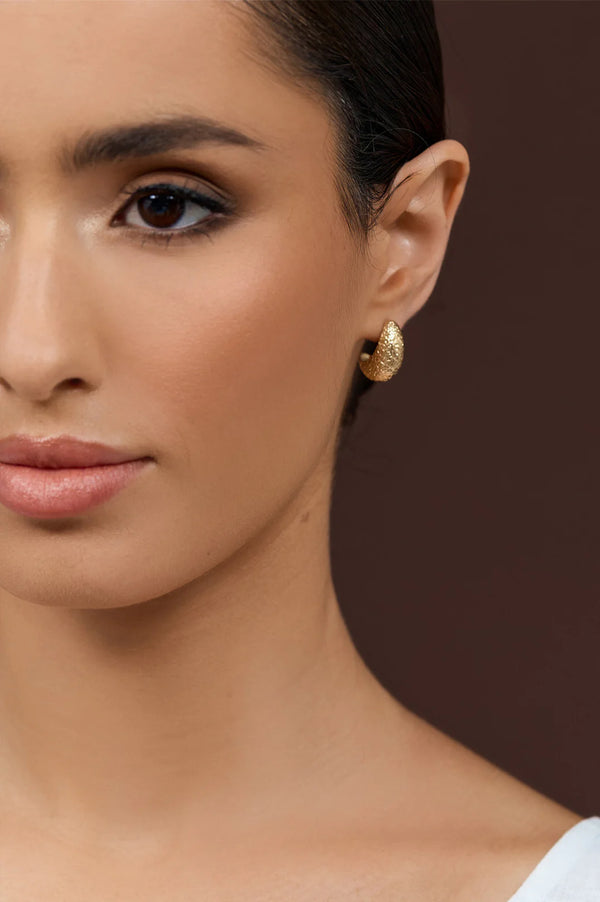 Textured Teardrop Earrings GOLD