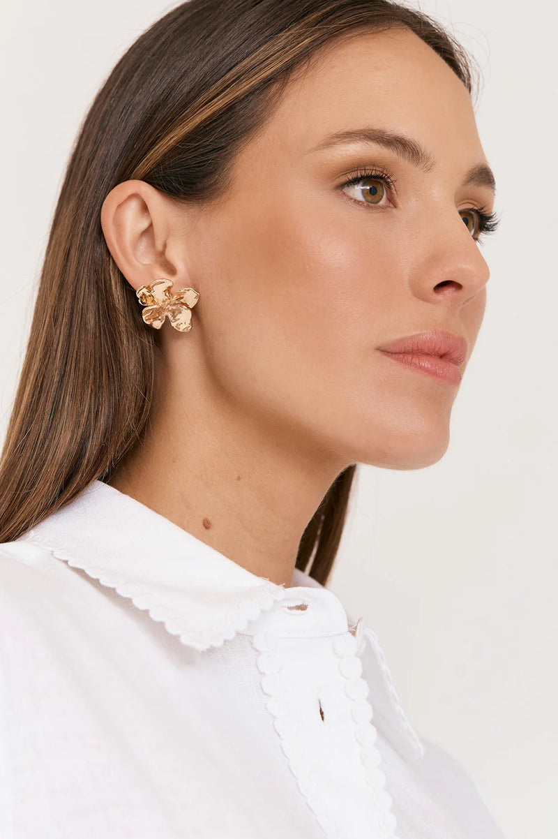 AD Metal Flower Earrings GOLD