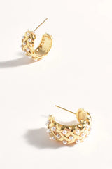 Woven Gold Hoops PEARL