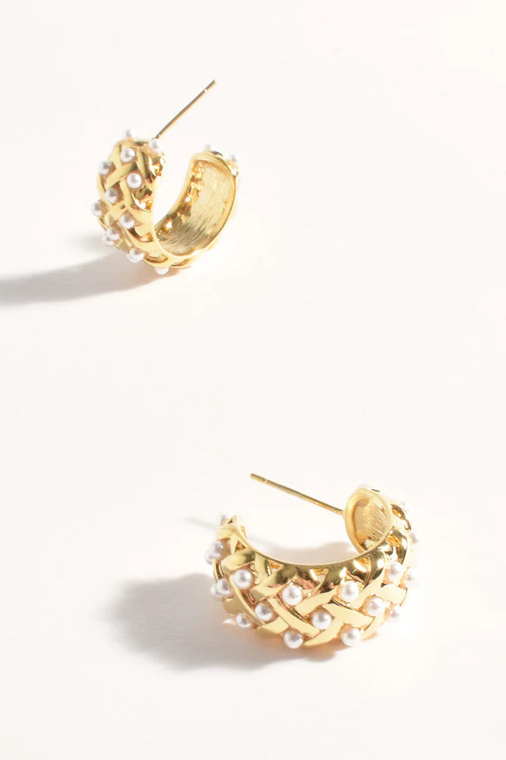 Woven Gold Hoops PEARL